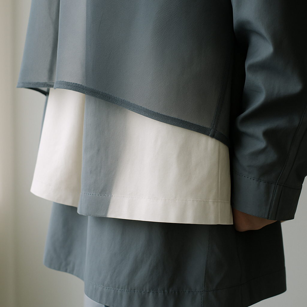 Close-up of layered fabric textures representing the detail and depth of Korean street style dressing