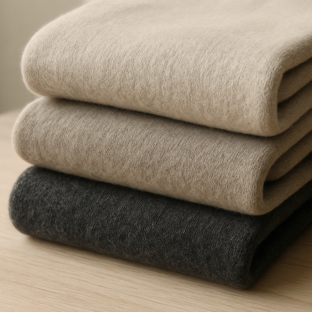 Folded cashmere knitwear in neutral tones as key staples of a quiet luxury wardrobe