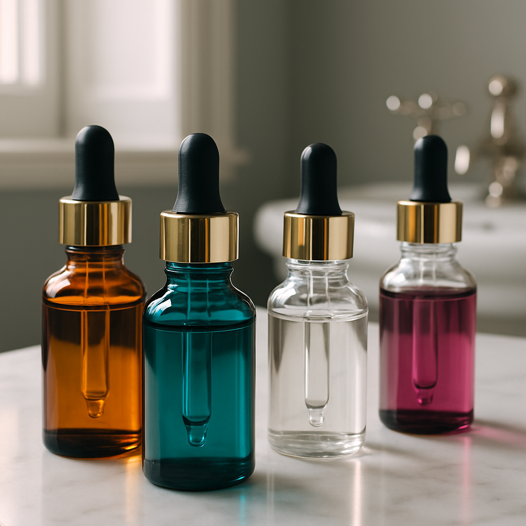 Peptide serum bottles on marble surface representing biohacking beauty trends 2026 skincare routines