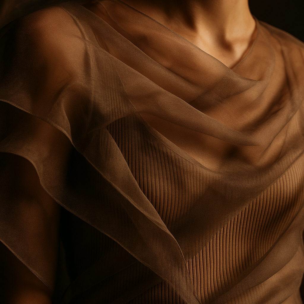 Sheer layering fabric detail capturing wearable fashion trends 2026 in a stylish editorial close-up